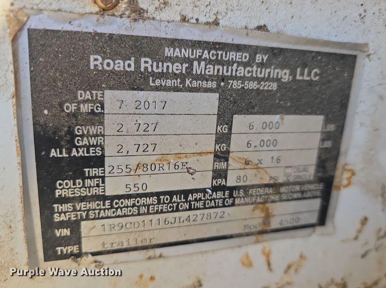 image for item DW3061 2018 Road Runer Manufacturing 4500 fuel trailer