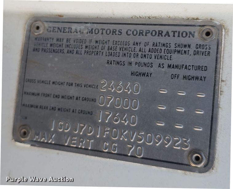 image for item DW3085 1989 GMC C6500 dump truck