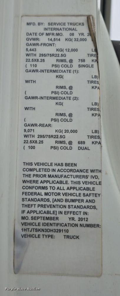 image for item DW3089 2013 International DuraStar 4300 flatbed truck