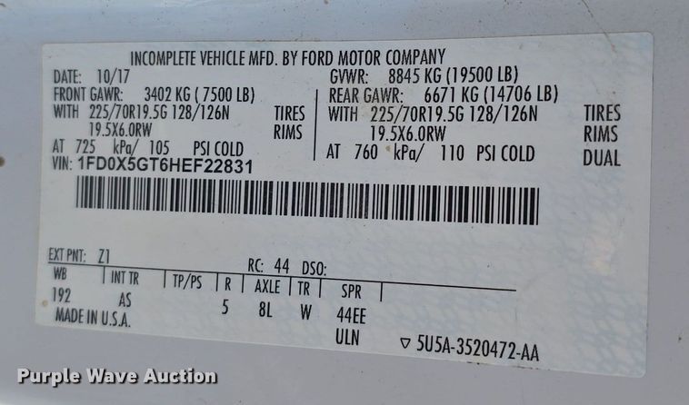 image for item DW3092 2017 Ford F550 Super Duty XL utility / service truck