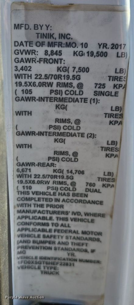 image for item DW3092 2017 Ford F550 Super Duty XL utility / service truck