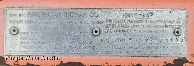 image for item EC3981 American Signal message board trailer 