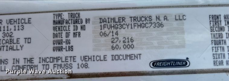 image for item EG0736 2015 Freightliner  114SD sewer jetter truck