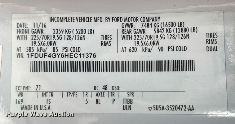 image for item EG2486 2017 Ford F450 Super Duty utility / service truck