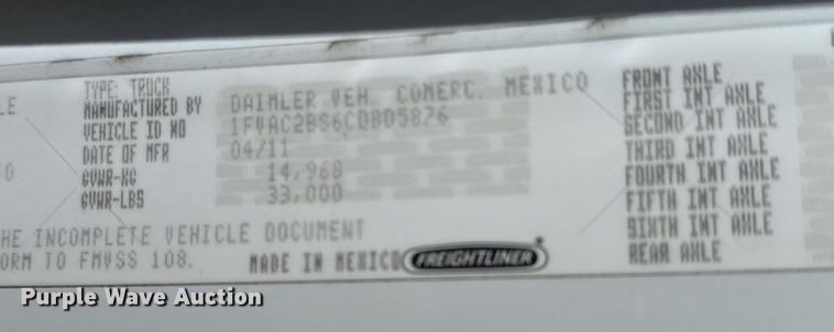 image for item EG2494 2012 Freightliner Business Class M2 Ext. Cab utility / service truck