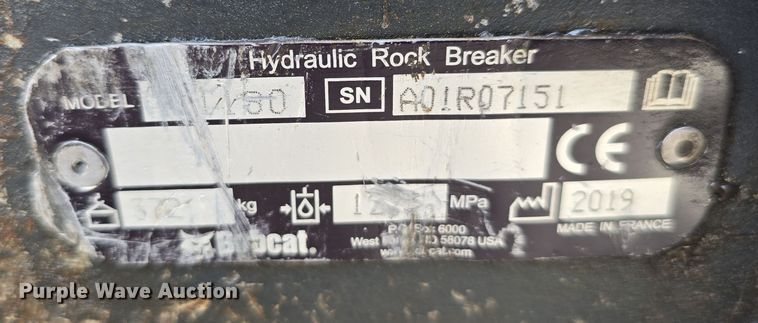 image for item EH8543 2019 Bobcat 1180 breaker