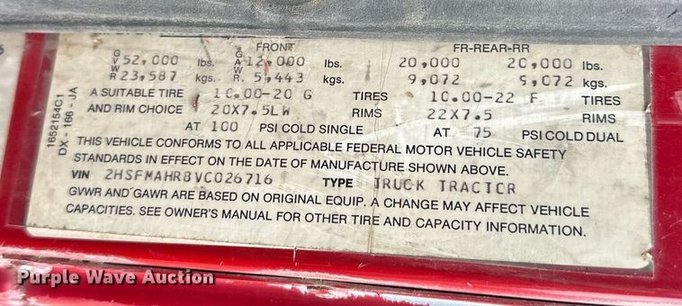 image for item EJ5264 1997 International 9200  dump truck