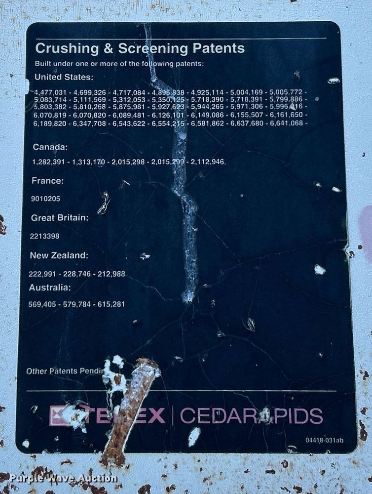 image for item EK2559 Terex  Cedarapids screen