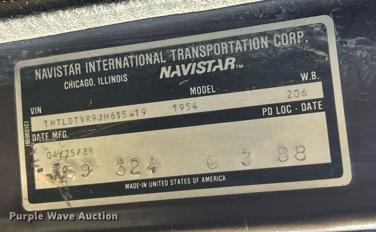 image for item EK2562 1988 International 1954 sewer jetter truck