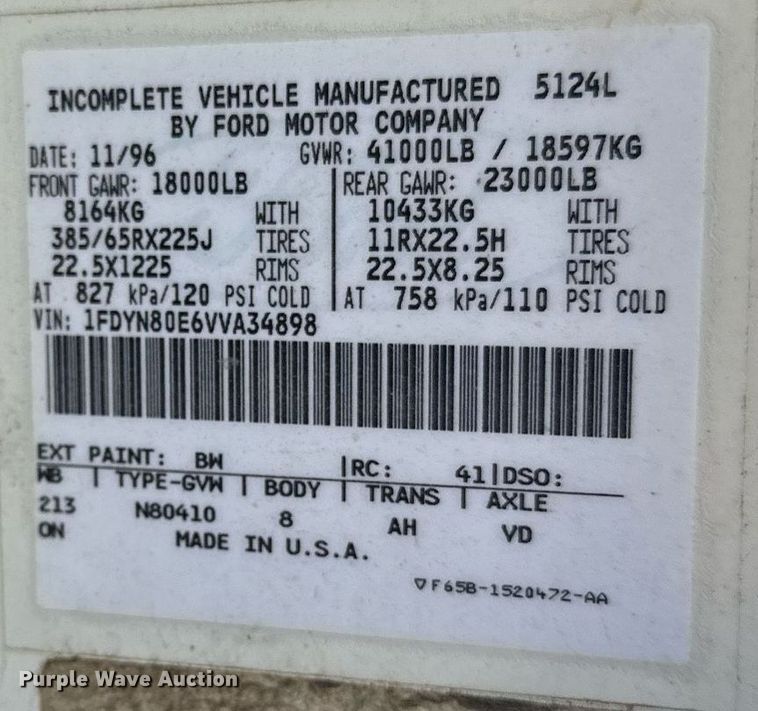 image for item EN2561 1997 Ford Louisville  sewer jetter truck