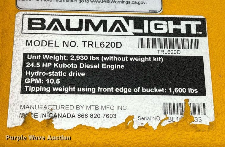 image for item EN5091 2023 Baumalight TRL620D compact utility loader
