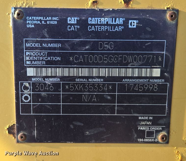 image for item EQ3898 2003 Caterpillar D5G dozer