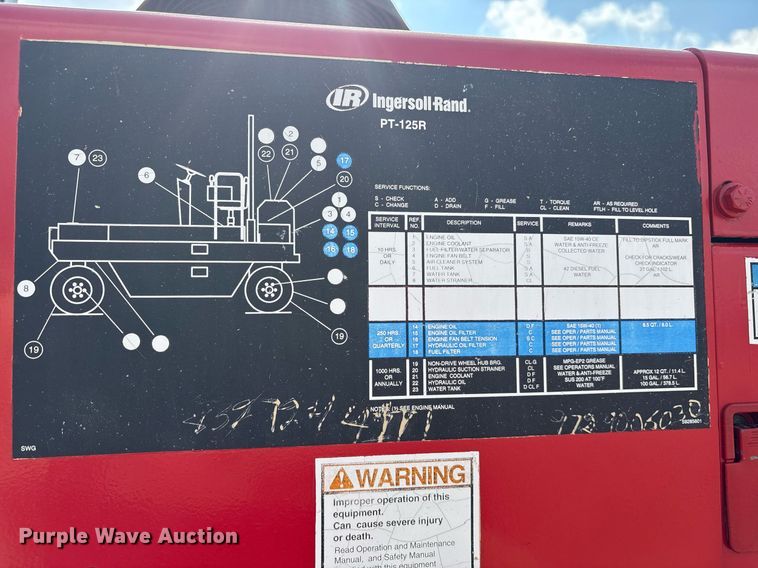 image for item EY9891 2002 Ingersoll Rand PT-125R pneumatic roller