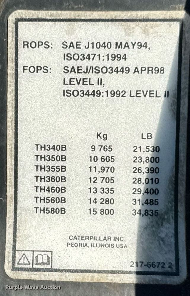 image for item LH9418 2004 Caterpillar TH460B telehandler