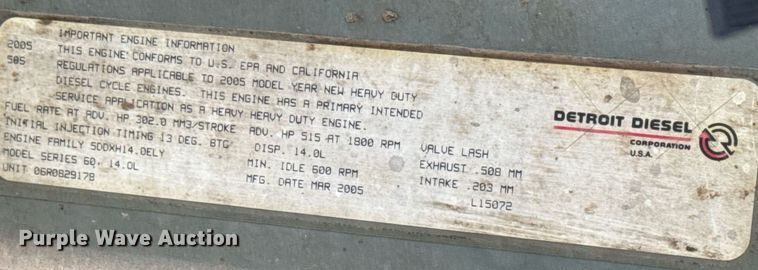 image for item LH9454 2005 Freightliner Columbia CST120 dump truck