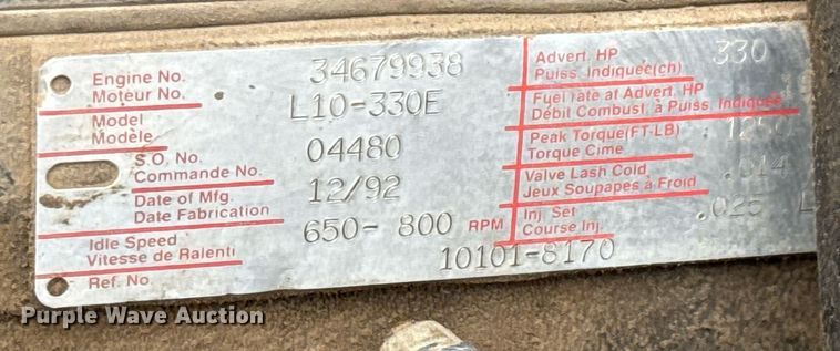 image for item LH9460 1993 White GMC WG dump truck