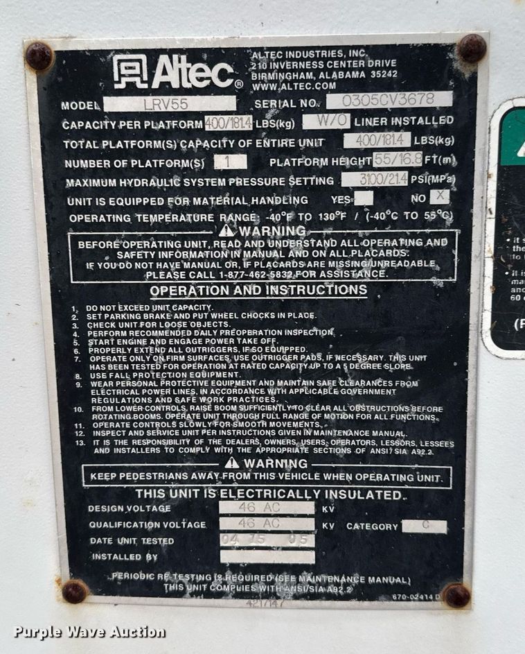 image for item LH9463 2005 GMC C7500 bucket truck