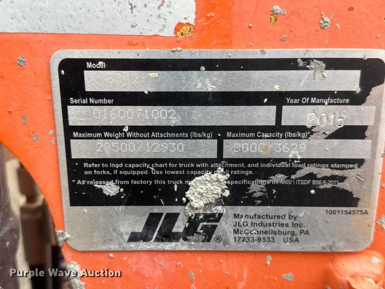 image for item LH9485 2015 JLG 8042 telehandler