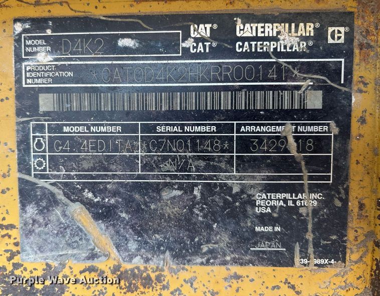 image for item OK9535 2012 Caterpillar D4K2 LGP dozer