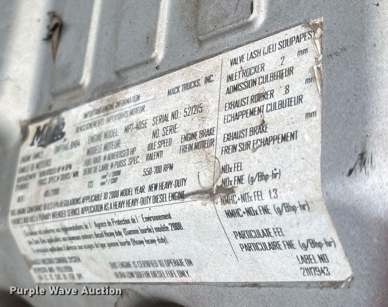 image for item OK9546 2010 Mack Pinnacle dump truck