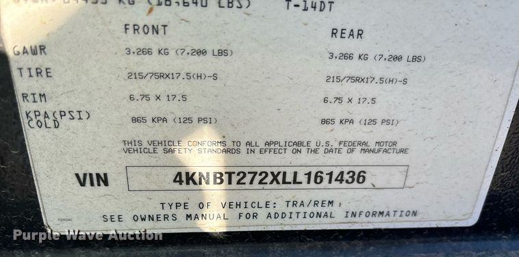 image for item YA0251 2020 Monroe Towmaster tilt deck utility trailer