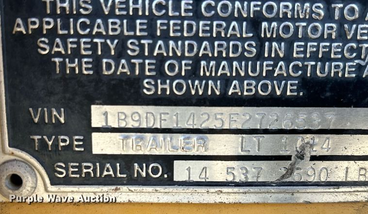 image for item YA0255 2014 Butler Trailers tilt deck utility trailer
