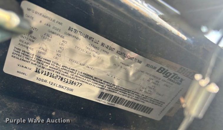 image for item YA0258 2022 Big Tex 10SR-12 XL K7SIR dump trailer