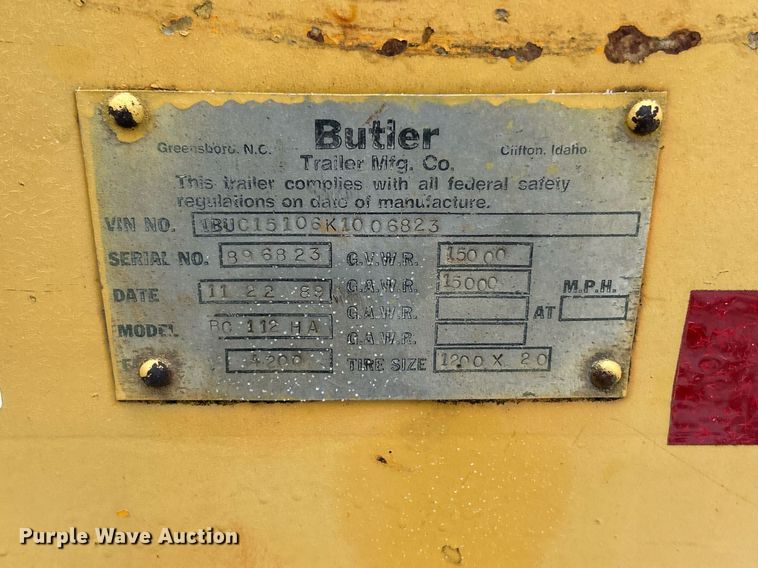 image for item DW3281 1989 Butler BC112HA reel trailer