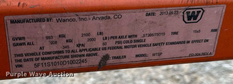 image for item DW3324 2013 Wanco WTSP arrow board