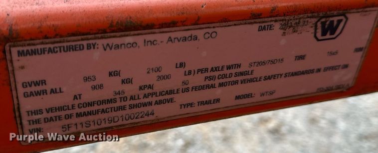 image for item DW3325 2013 Wanco WTSP arrow board