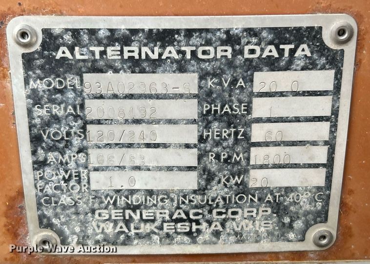 image for item DW3349 Generac 93A02963-S generator