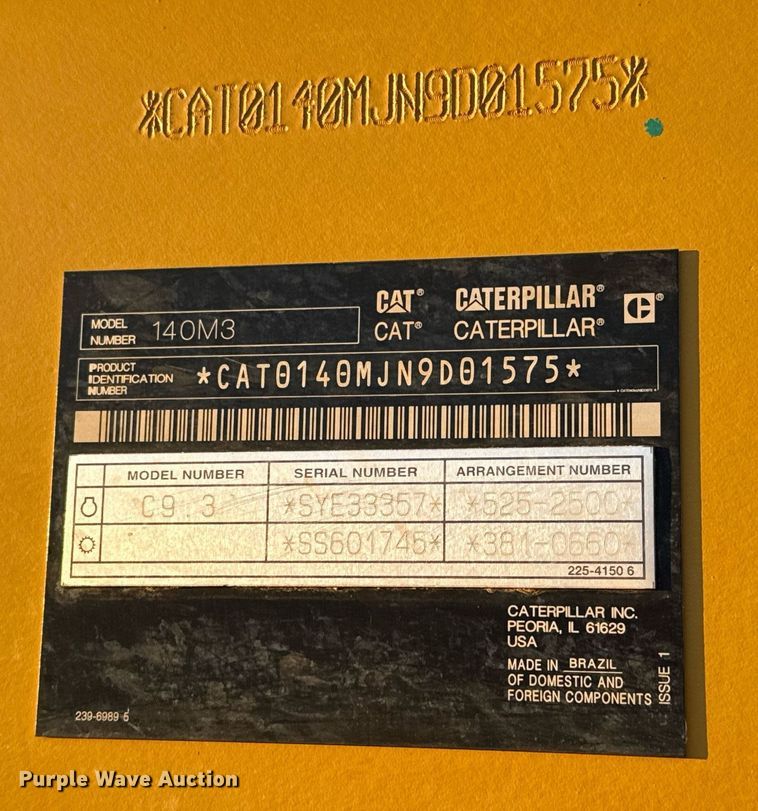 image for item DO2657 2019 Caterpillar 140M3 motor grader