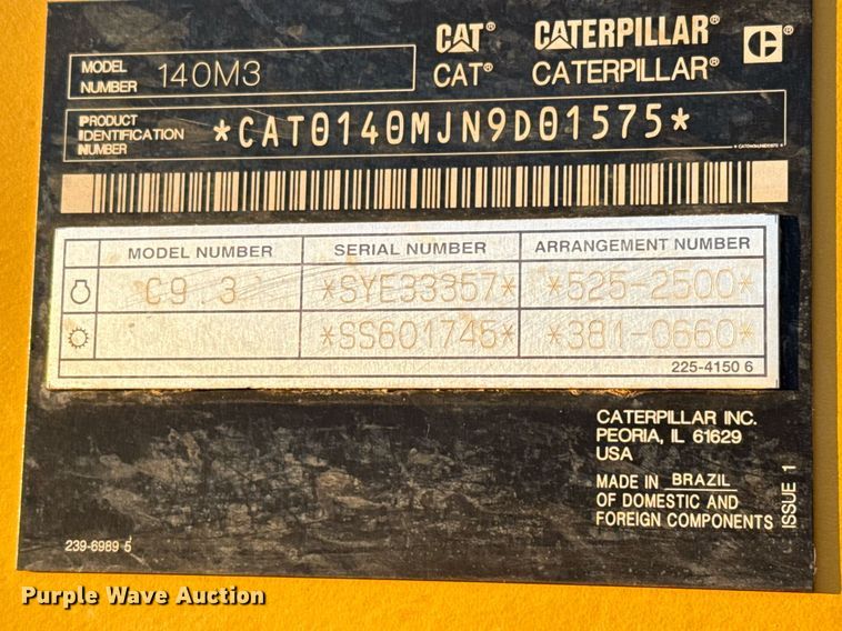 image for item DO2657 2019 Caterpillar 140M3 motor grader