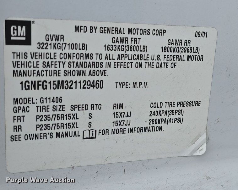 image for item DO7748 2002 Chevrolet Express 1500 