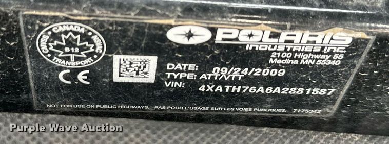 image for item DQ6604 2010 Polaris Ranger 800 utility vehicle