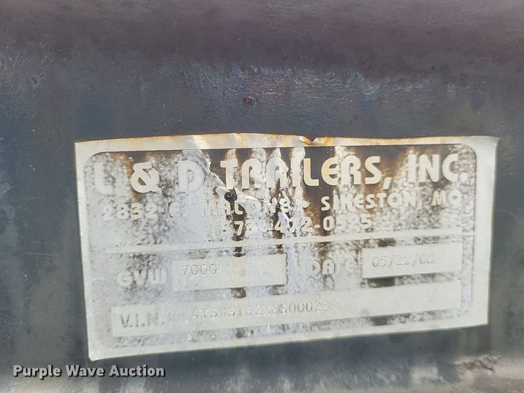 image for item DS5231 2008 L&D utility trailer