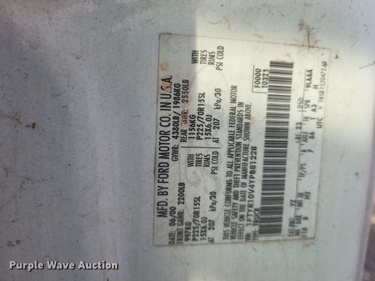 image for item DS5237 2000 Ford Ranger pickup truck