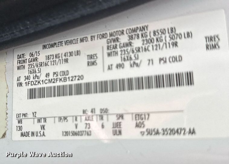 image for item DW1809 2015 Ford Transit 150 van