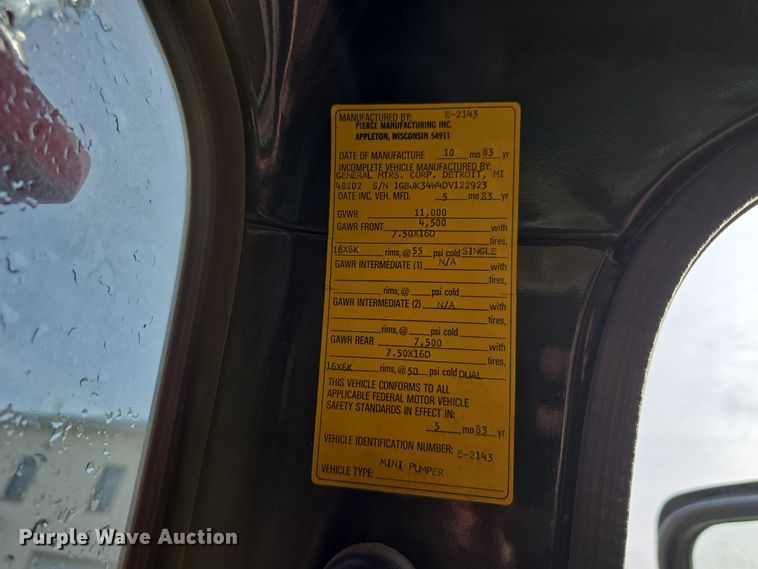 image for item DW3094 1983 Chevrolet Custom Deluxe 30 pumper fire truck