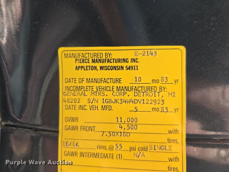 image for item DW3094 1983 Chevrolet Custom Deluxe 30 pumper fire truck