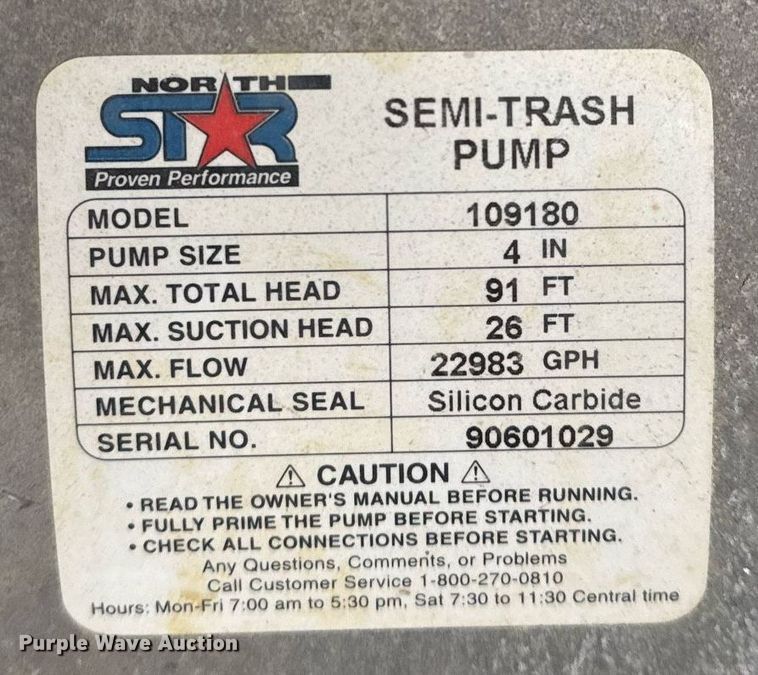 image for item EG8005 North Star 109180 trash pump