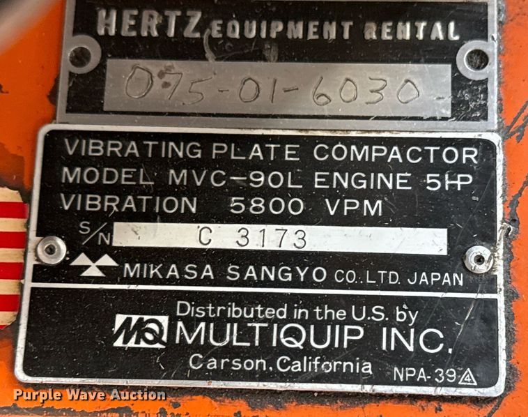 image for item EG8007 MultiQuip plate compactor