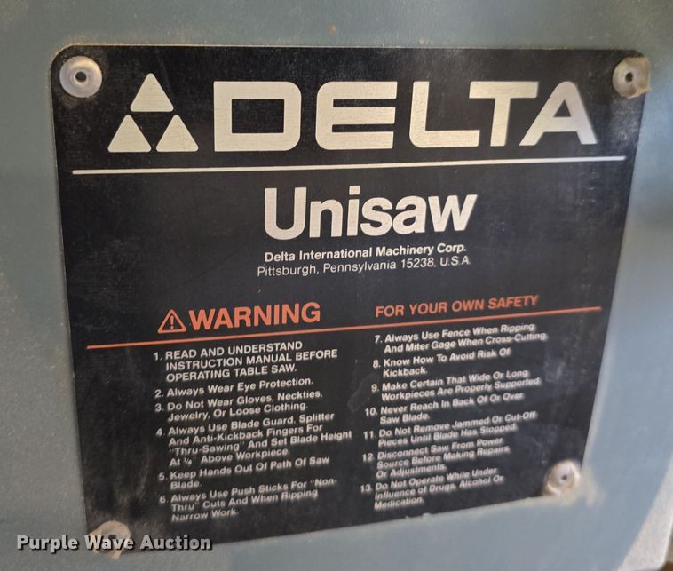 image for item EH8548 Delta Unisaw table saw