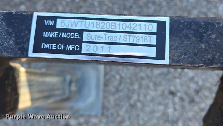 image for item EK2491 2011 Sure Trac ST7918T tilt deck equipment trailer
