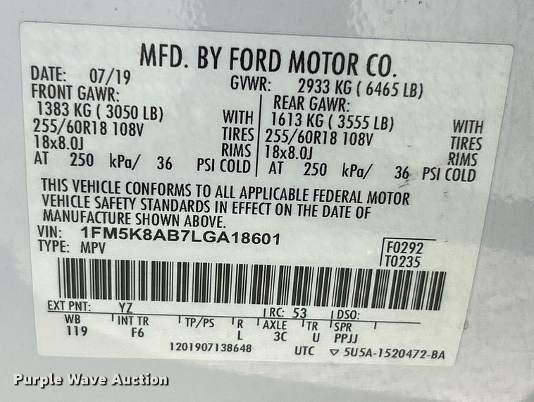 image for item EK2573 2020 Ford Explorer  Police Interceptor SUV