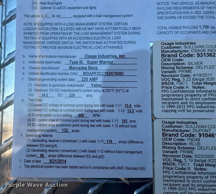 image for item EN5061 2014 Mercedes-Benz Sprinter 3500 ambulance