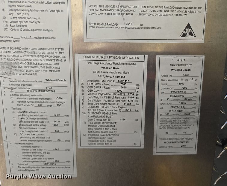 image for item EQ3931 2017 Ford  F550 Super Duty XLT ambulance