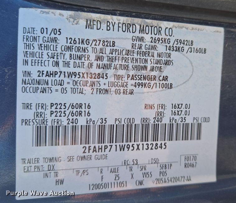 image for item EQ3938 2005 Ford  Crown Victoria  Police Interceptor 