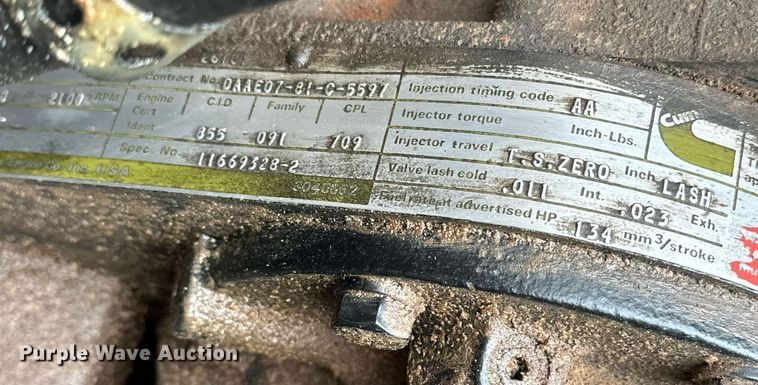 image for item ER4885 1986 AM General M944A1 6X6 truck cab and chassis