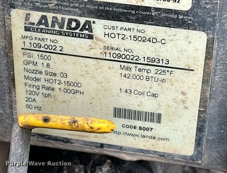 image for item ER4886 Landa Hot 2-1500D hot pressure washer